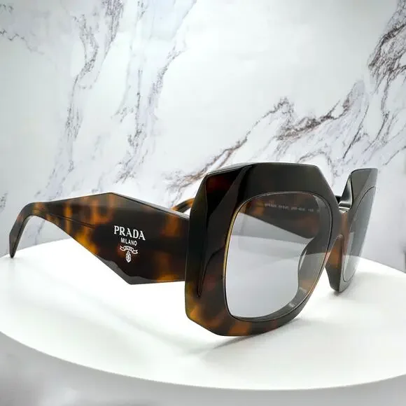 New PRADA Sunglasses Brown Juniper Tortoise Gray Lens Square - Picture 16 of 16